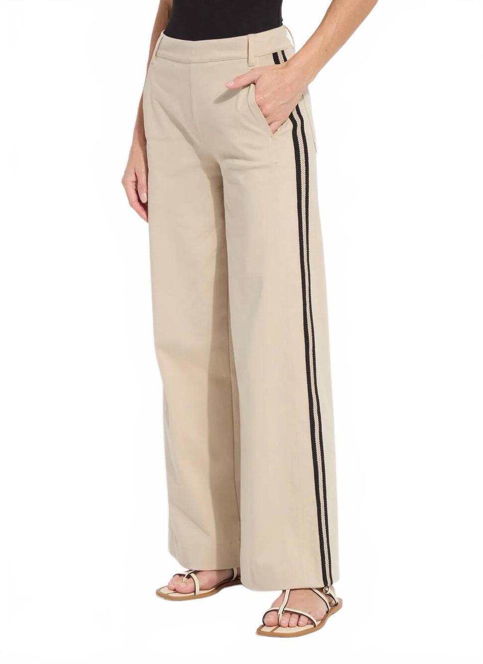 NEW LYSSE brinne side stripe trouser in crust khaki